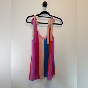 Buddy Love Multicolor Vertical Stripe Tie-Shoulder Dress